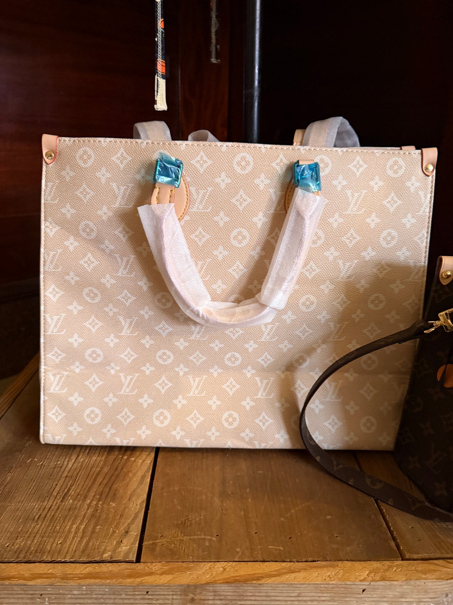 LV cream purse