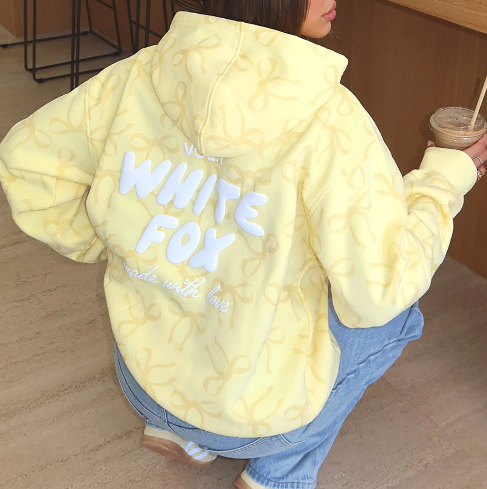 WF Bow/print sweater (in stock)