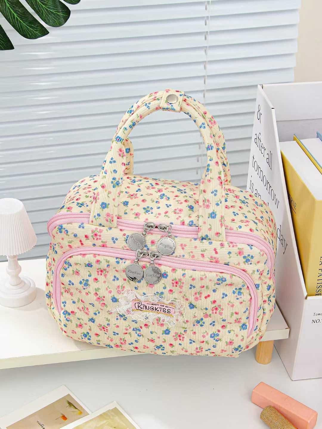 Quilted floral cosmetic bag (in stock )
