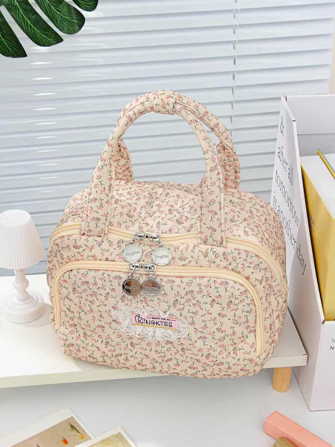 Quilted floral cosmetic bag (in stock )