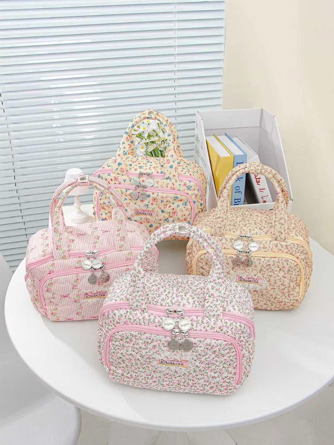 Quilted floral cosmetic bag (in stock )